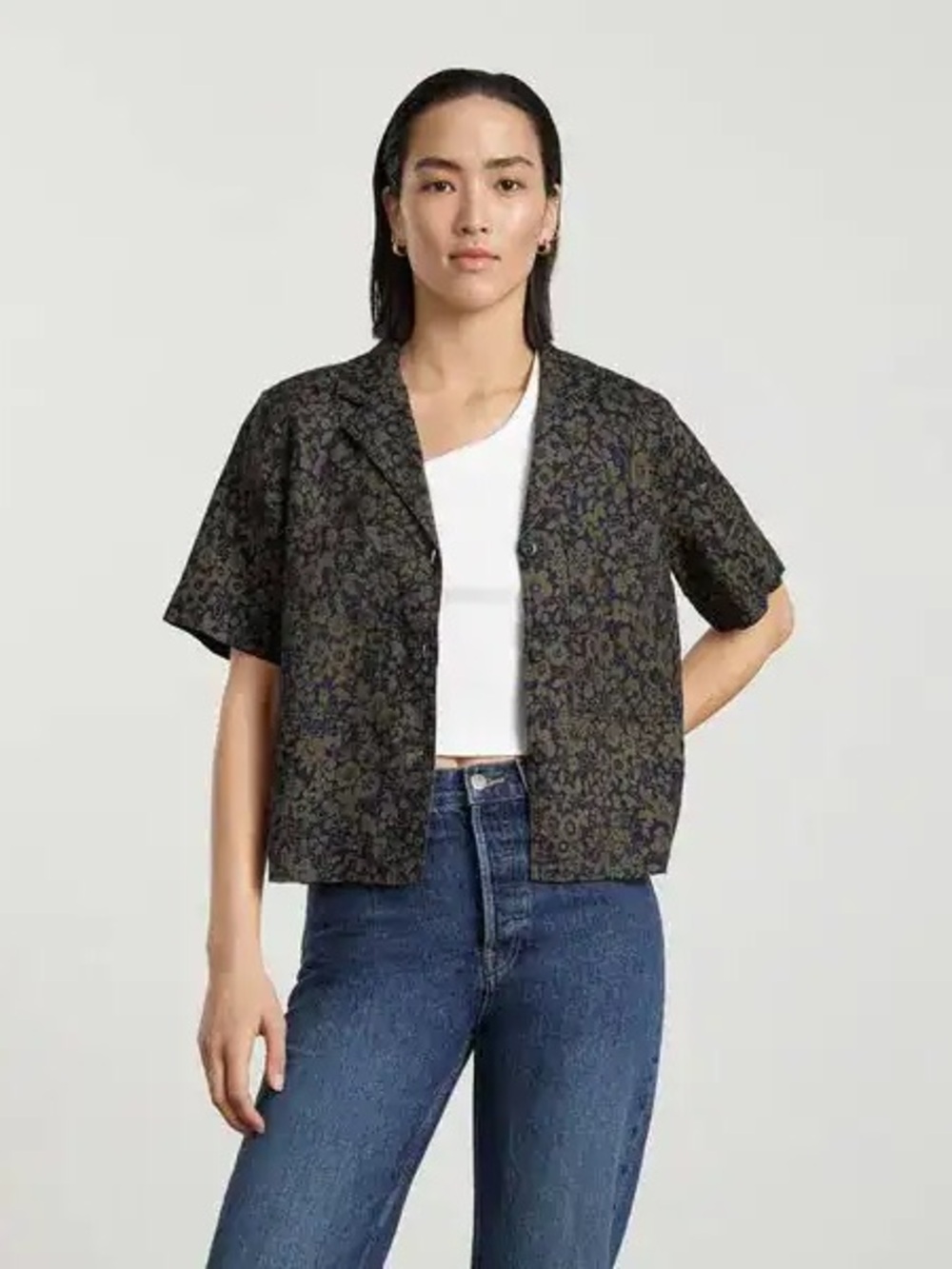 Everlane Floral Short-Sleeve Button-Down Shirt